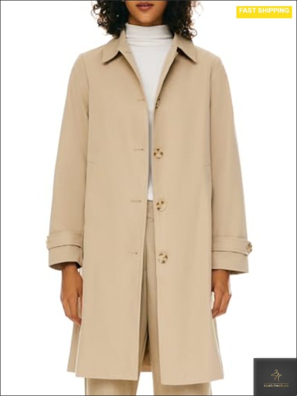 Women's Single Breasted Trench Coat Mid-Long Classic Lapel Polyester